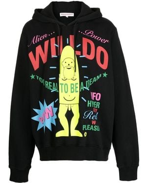 Walter Van Beirendonck Slogan-print Long-sleeve Hoodie - Black