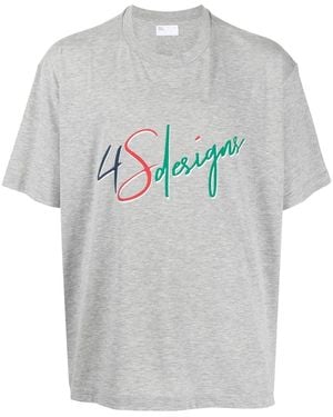 4SDESIGNS Logo-Print Short-Sleeve T-Shirt - Grey