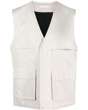 Helmut Lang Cotton-Linen Cargo Gilet - White
