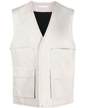 Helmut Lang Cotton-Linen Cargo Gilet - White