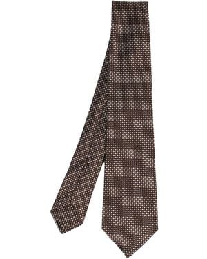 Kiton Patterned Silk Tie - Brown