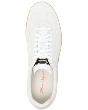 Santoni Low-Top Leather Sneakers - White