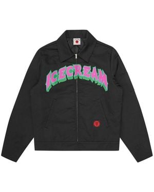 ICECREAM Pointed-Collar Zip Jacket - Black