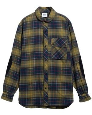 Barbour Tartan Elbow-Patch Shirt - Gray