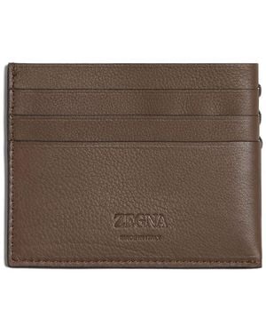 ZEGNA Leather Card Holder - Brown