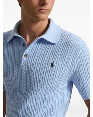 Polo Ralph Lauren Cable-Knit Polo Shirt - Blue