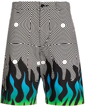 Neighborhood Abstract-Pattern Cotton Chino Shorts - Blue