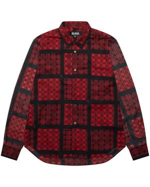 COMME DES GARÇON BLACK Check-Print Long-Sleeve Shirt - Red
