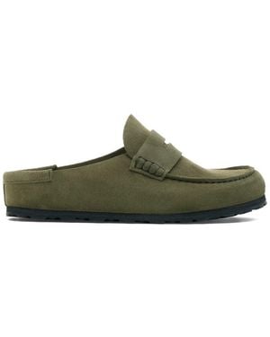 Birkenstock Naples Wrapped Suede Penny Loafers - Green