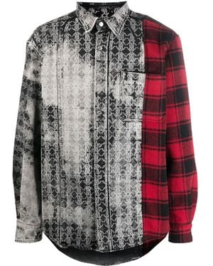 Roberto Cavalli Long-Sleeved Patchwork Shirt - Gray