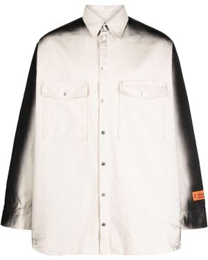 Heron Preston Faded-Effect Logo-Patch Shirt - Natural