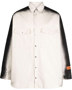 Heron Preston Faded-Effect Logo-Patch Shirt - Natural