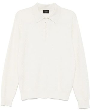 Brioni Trama-Weave Polo Shirt - White