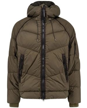 C.P. Company Lens-Detail Quilted Puffer Jacket - Brown