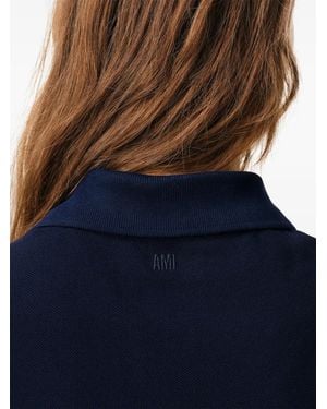 Ami Paris Ami De Coeur Embroidered-Logo Polo Shirt - Blue
