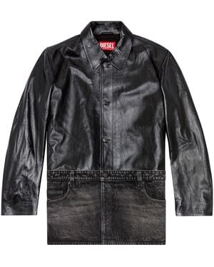 DIESEL L-Bretch Leather Jacket - Black