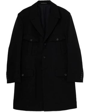 Yohji Yamamoto Multi-Pocket Single-Breasted Long Jacket - Black