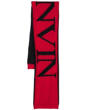 Lanvin Brushed Intarsia-Knit Scarf - Red