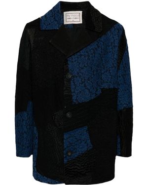 By Walid Colour-block Single-breasted Coat - Blue