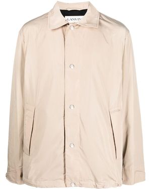 Lanvin Logo-Embroidered Shirt Jacket - Natural