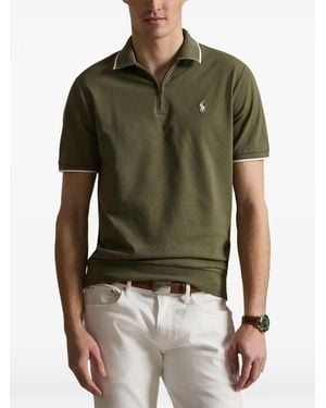 Polo Ralph Lauren Logo-Embroidered Zip-Up Polo Shirt - Green