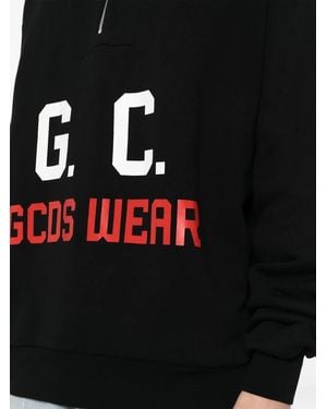 Gcds Logo-Print Half-Zipped Sweatshirt - Black