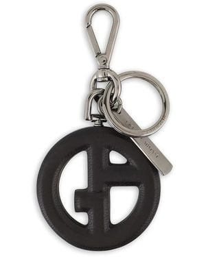 Giorgio Armani Logo-Plaque Keyring - Black