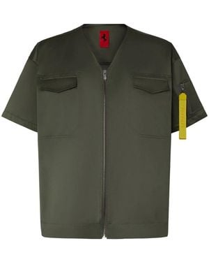 Ferrari Keyring-Attachment Zip-Fastening Shirt - Green