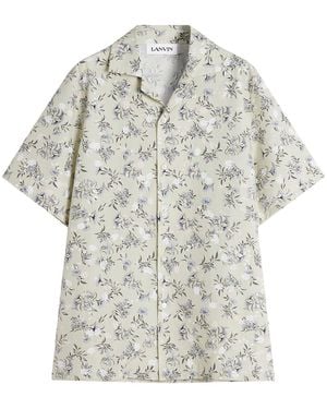 Lanvin Short-Sleeved Shirt With All-Over Floral Print - White