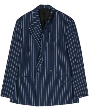 Marina Yee Striped Double-Breasted Blazer - Blue