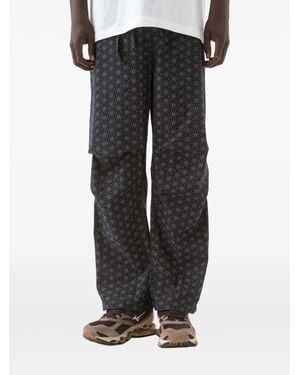 Maharishi Geometric-Pattern Track Pants - Black