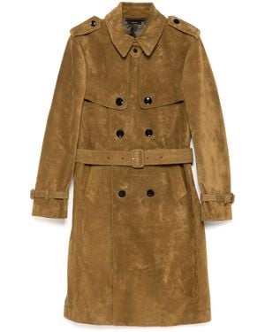 Tom Ford Buttery Suede Trench Coat - Natural