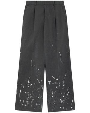we11done Pleated Paint-Splatter Trousers - Black