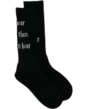 Undercover Slogan-Print Socks - Black