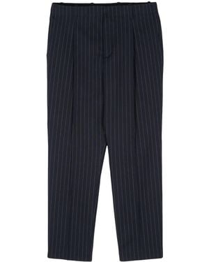 Maison Kitsuné Pinstriped Tapered Trousers - Blue