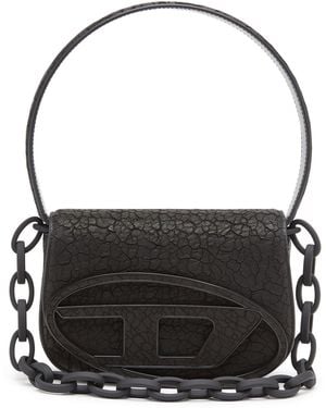 DIESEL 1Dr Leather Shoulder Bag With Dry Finish - Black