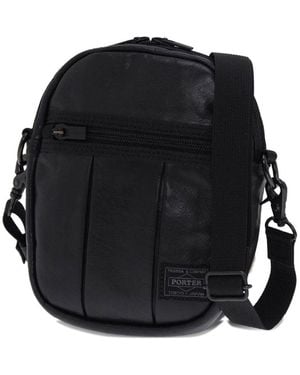 Porter-Yoshida and Co Leather Panelled Shoulder Bag - Black