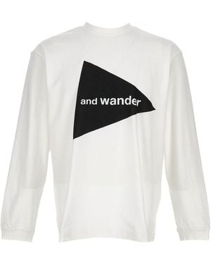 and wander Logo-Print Crew-Neck T-Shirt - White