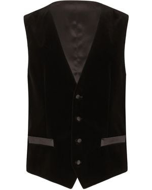 Dolce & Gabbana Buttoned Velvet Vest - Black