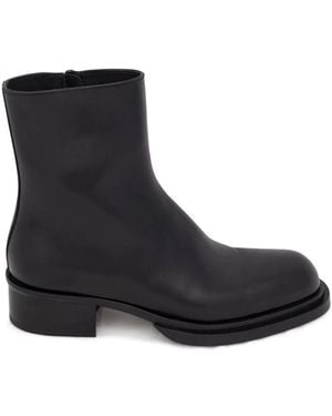 McQueen Classic Leather Ankle Boots For - Black