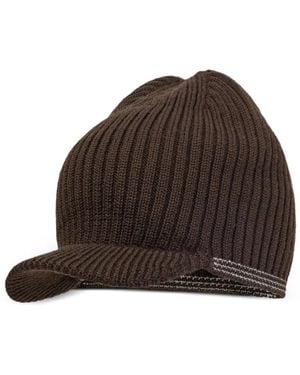 adidas X Y3-Wales Bonner Ribbed-Peaked Beanie-Hat - Brown