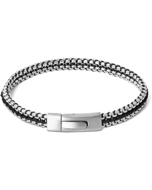 Tateossian Tris Button Woven-Detail Box-Chain Bracelet - Metallic