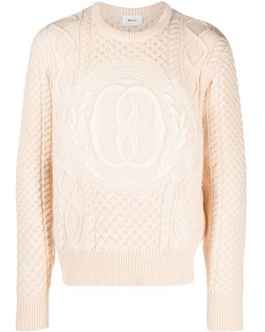 Bally Intarsia-Knit Logo Wool Jumper - Natural
