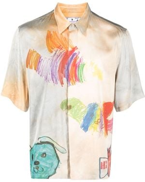 Off-White c/o Virgil Abloh Cartoon-print Short-sleeved Shirt - Natural