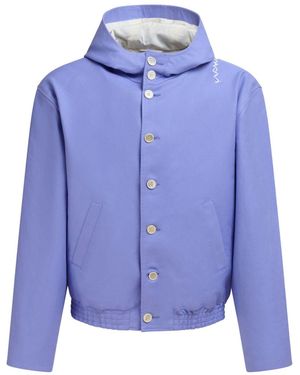 Marni Logo-Embroidered Hooded Jacket - Blue