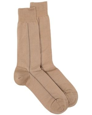ZEGNA Tonal-Stitching Socks - White