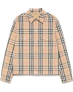 Burberry Checked Jacket - Natural