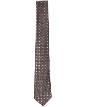 Giorgio Armani Geometric-Print Silk Tie - White