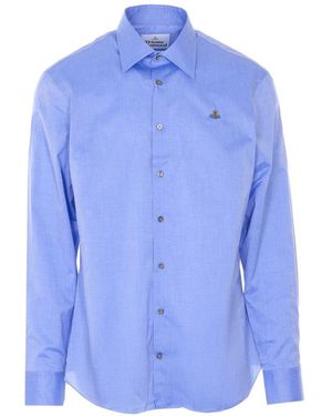 Vivienne Westwood Ghost Embroidered-Logo Shirt - Blue