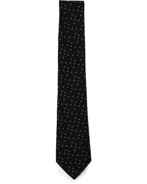 Giorgio Armani Polka-Dot Diagonal-Stripe Tie - Black